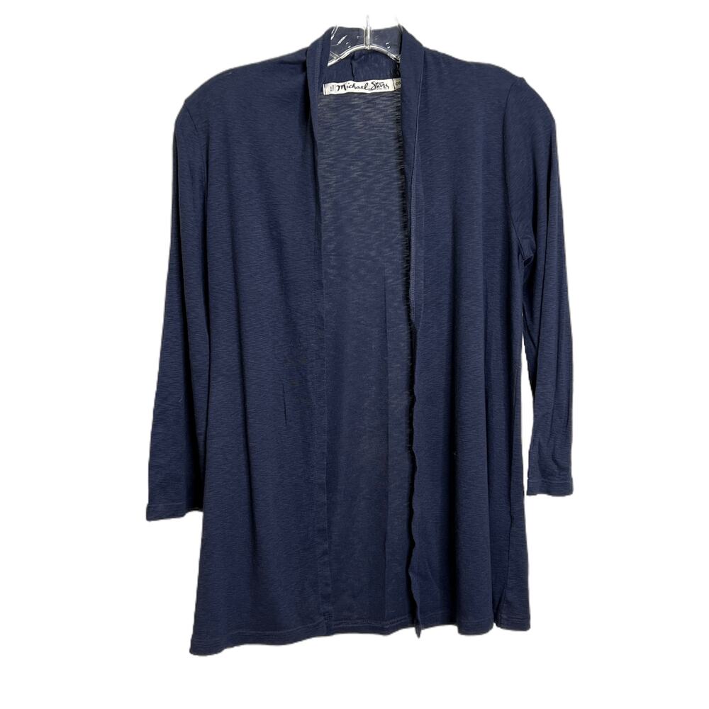 Michael Stars Original Tee Women's OS Cardigan Open Front Navy Blue Soft Classic